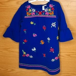 NWOT Janie & Jack blue embroidered floral dress